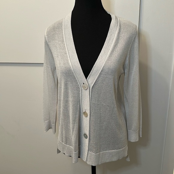 Chico's white glittery cardigan woman size XS - Picture 3 of 8